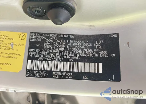 2007 Toyota Highlander V6 z USA, uszkodzony, nr VIN JTEEP21A770221797